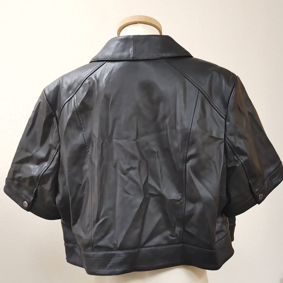 faux leather short sleeve jacket size 24W by SAACMIZRAHILIVE SPECIAL EDITION NWT - Picture 2 of 11